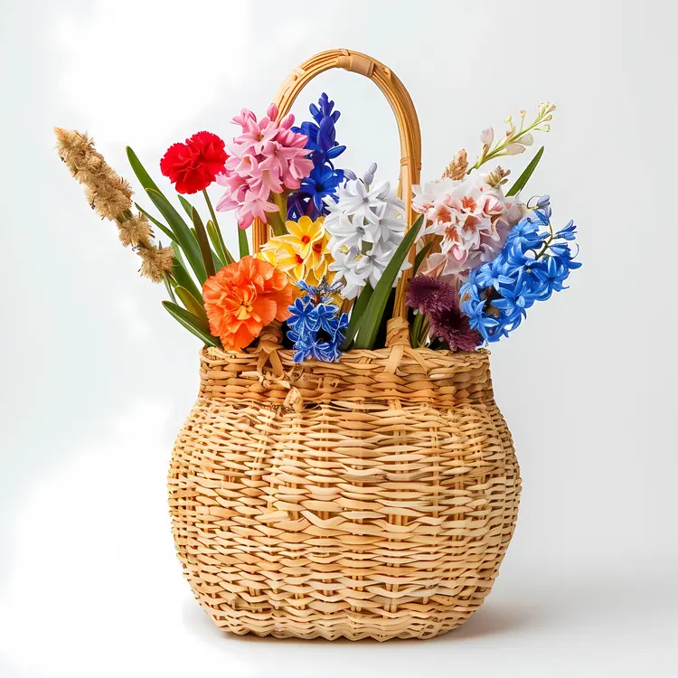 Woven Basket with a Beautiful Flower Arrangement