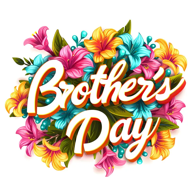 Brother's Day Text with Colorful Flowers