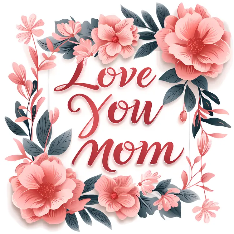 Love You Mom Floral Illustration