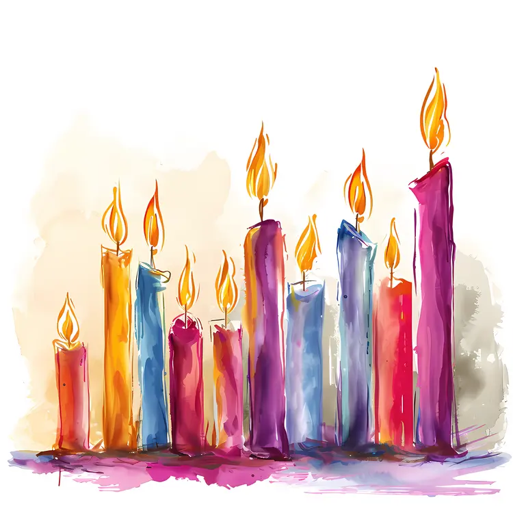 Watercolor of Colorful Candles