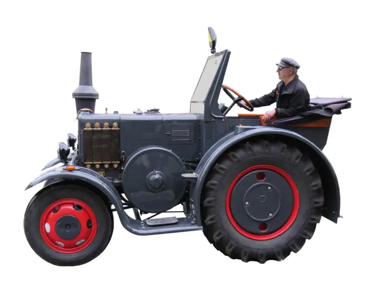 Vintage Tractor with Farmer