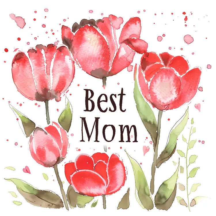 Best Mom Tulip Illustration