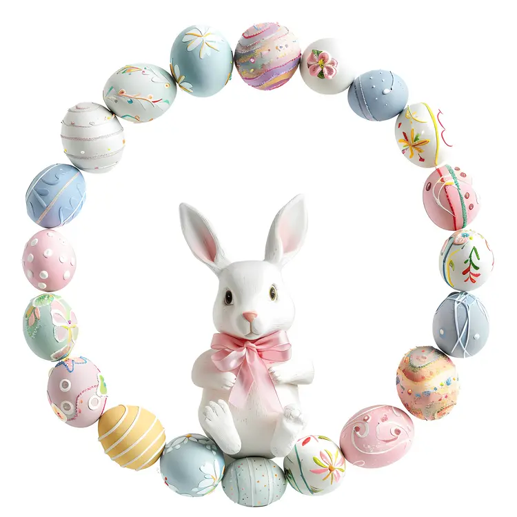 Bunny with Easter Egg Wreath