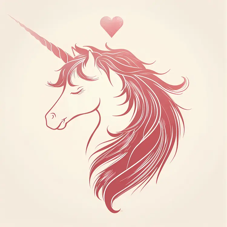 Elegant Unicorn Head with Heart