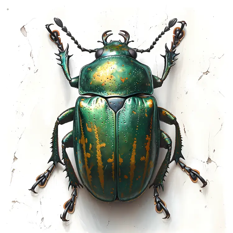 Detailed Illustration of a Green Beetle