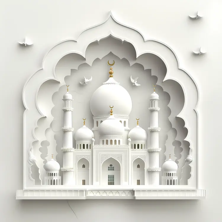 White Mosque with Arched Design