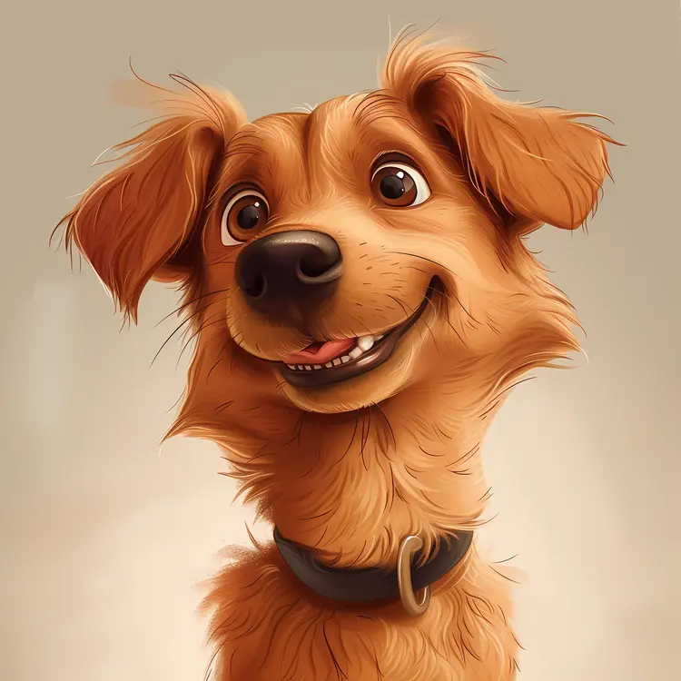 Smiling Brown Cartoon Dog