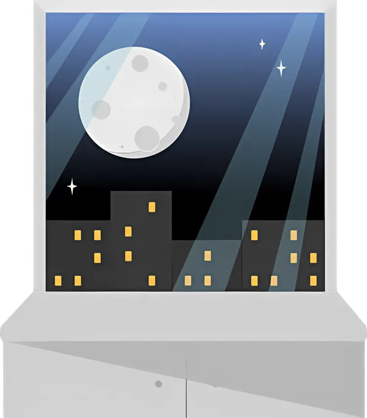 Moonlit Cityscape with Stars