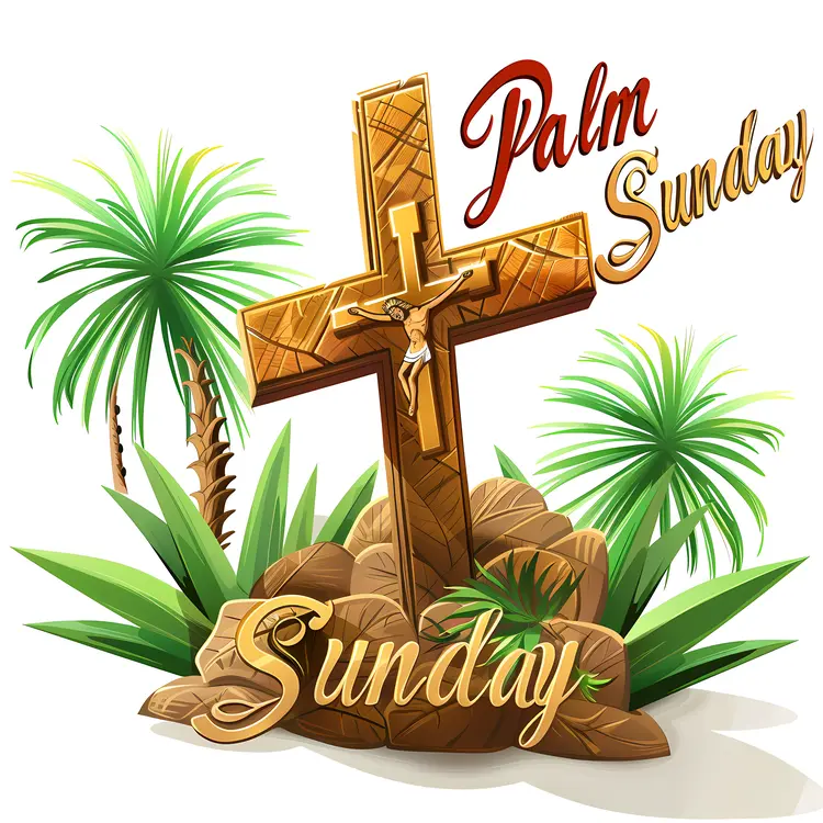 Palm Sunday Cross with Palm Trees
