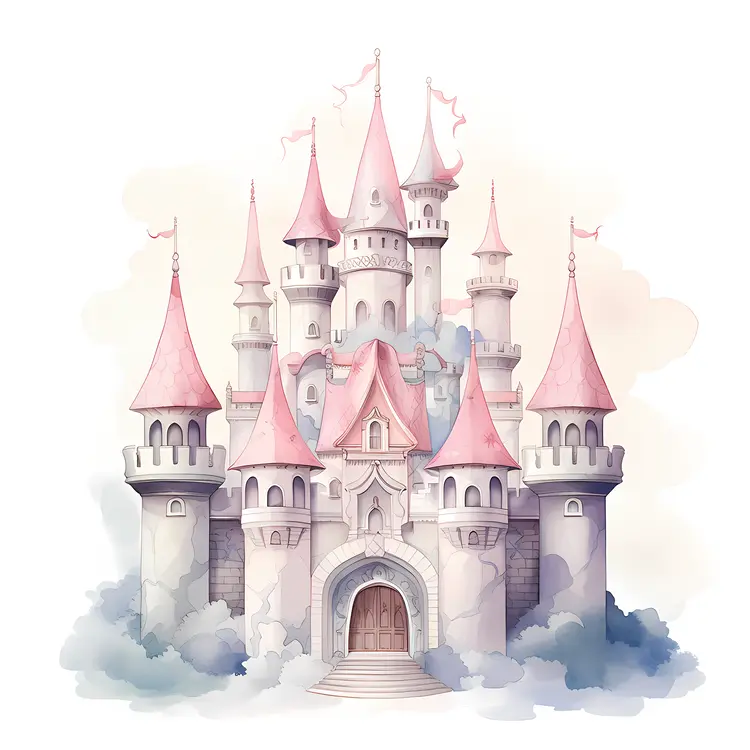 Castle in the Clouds with Pink Towers