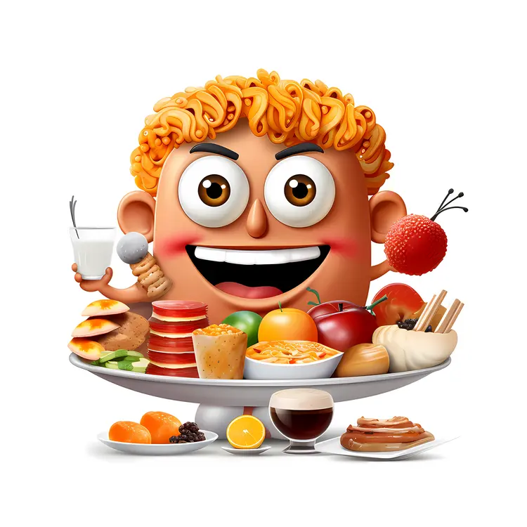Cartoon Face with Food
