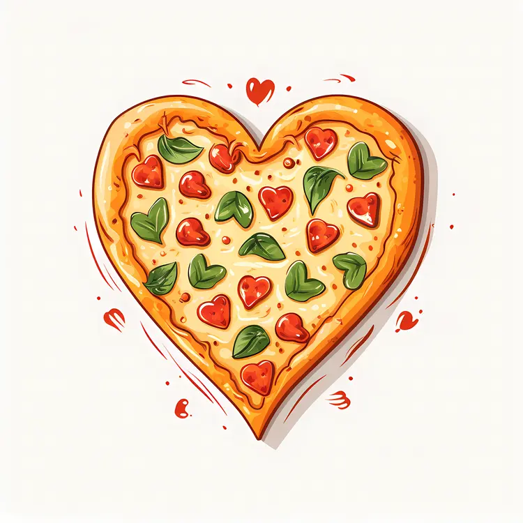 Cute Heart-shaped Pizza with Heart Toppings