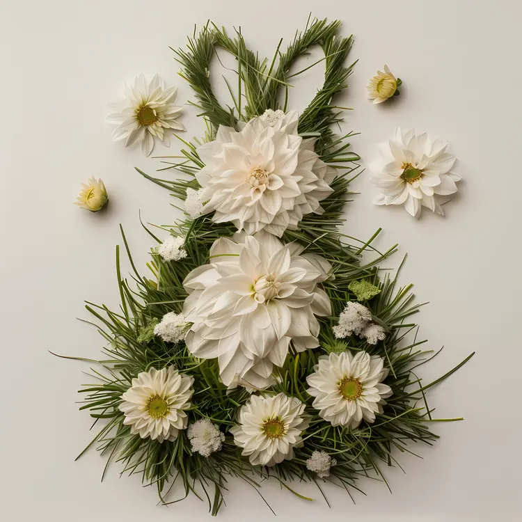 White Bunny with White Flowers