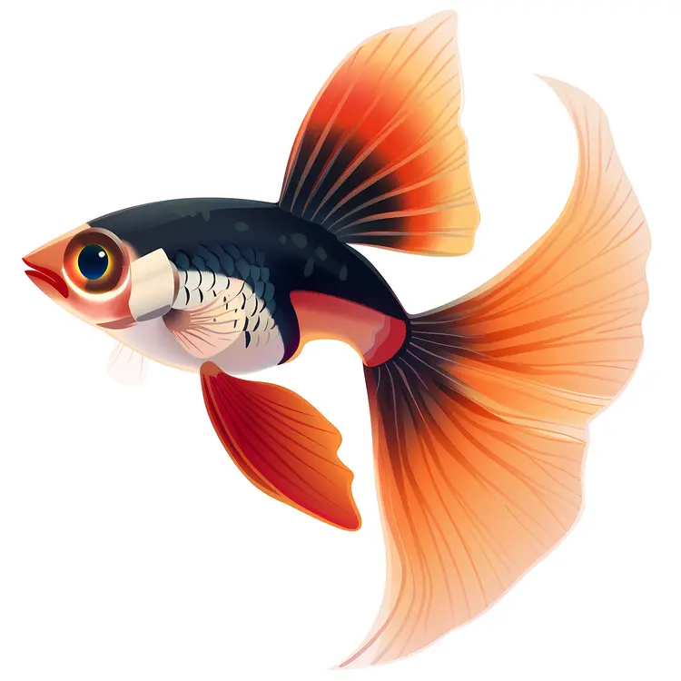 Black and Orange Fish with Large Fins