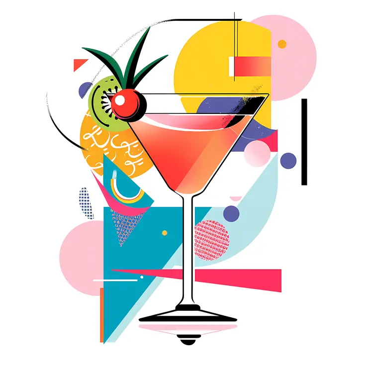 Abstract Cocktail with Kiwi and Cherry