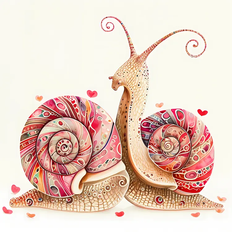 Decorative Snails with Hearts