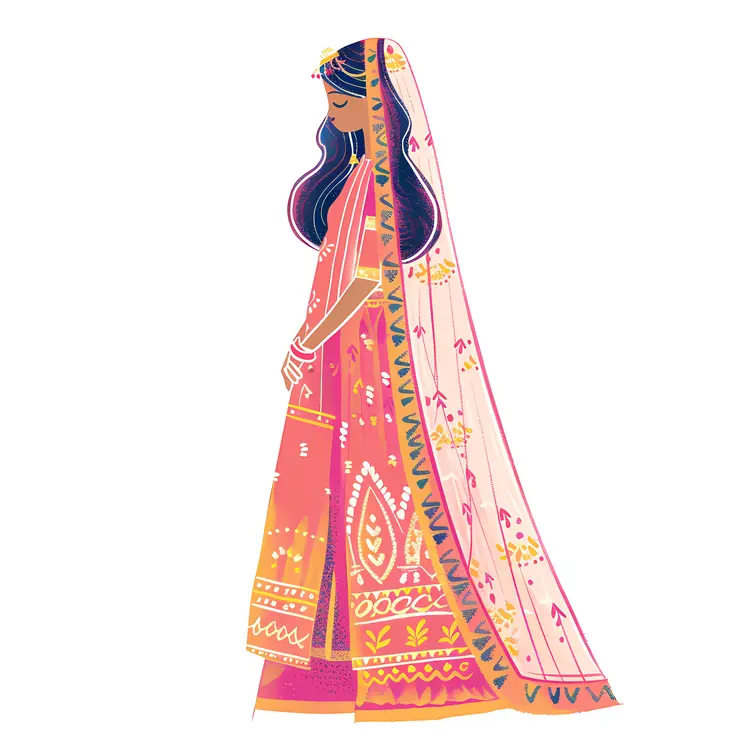 Traditional Bride in Pink Dress
