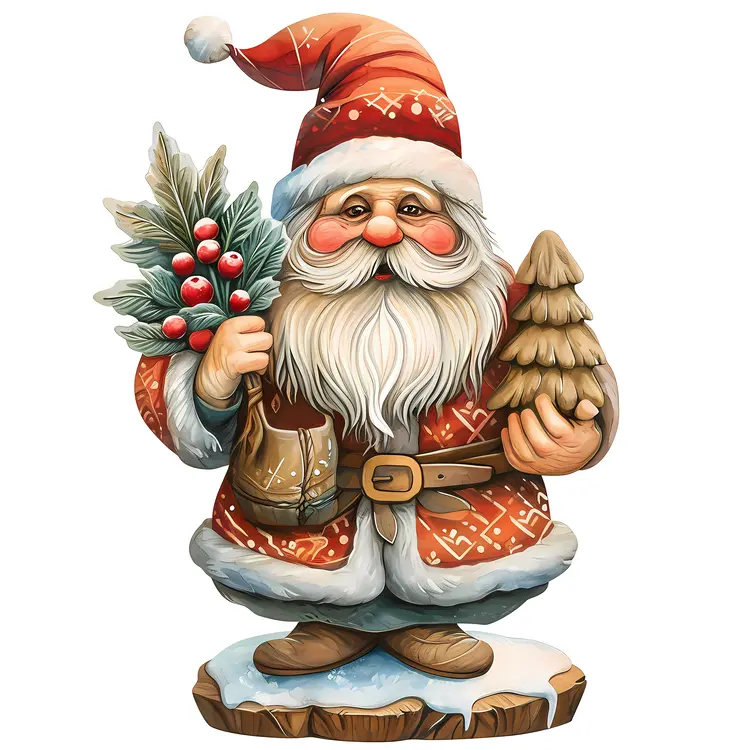 Red Gnome with Tree and Berries