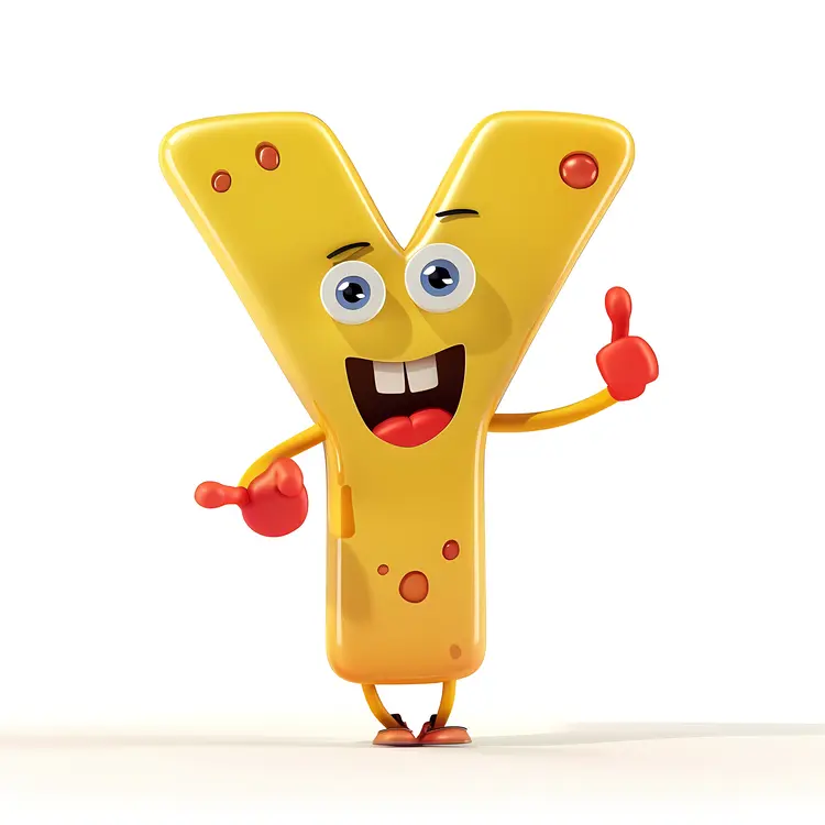 Yellow Letter Y Cartoon Character Giving Thumbs Up