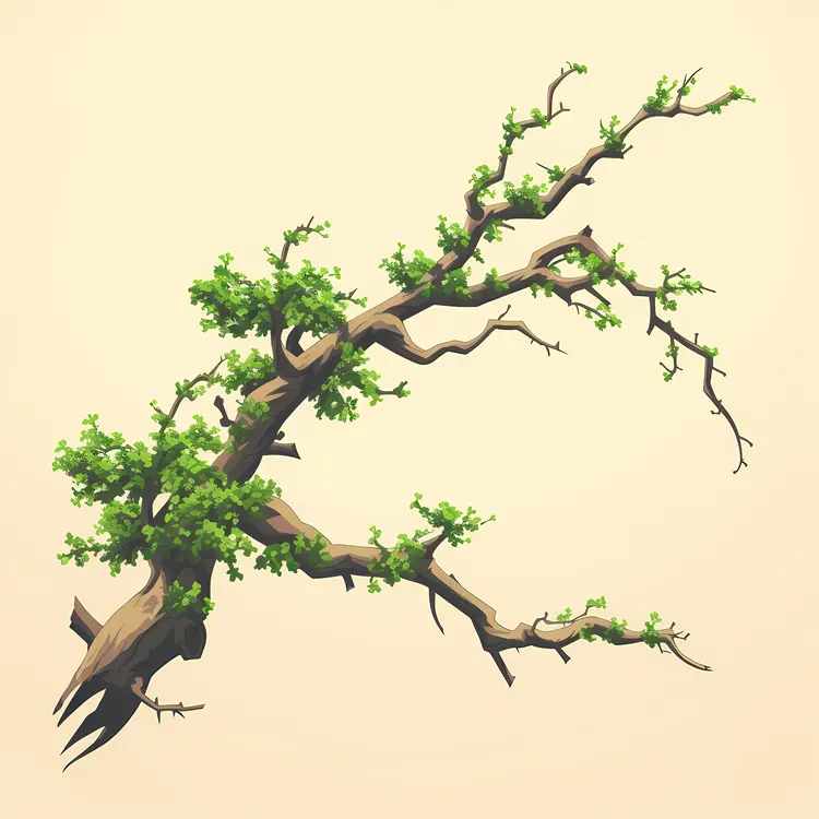 Branch with Fresh Green Leaves