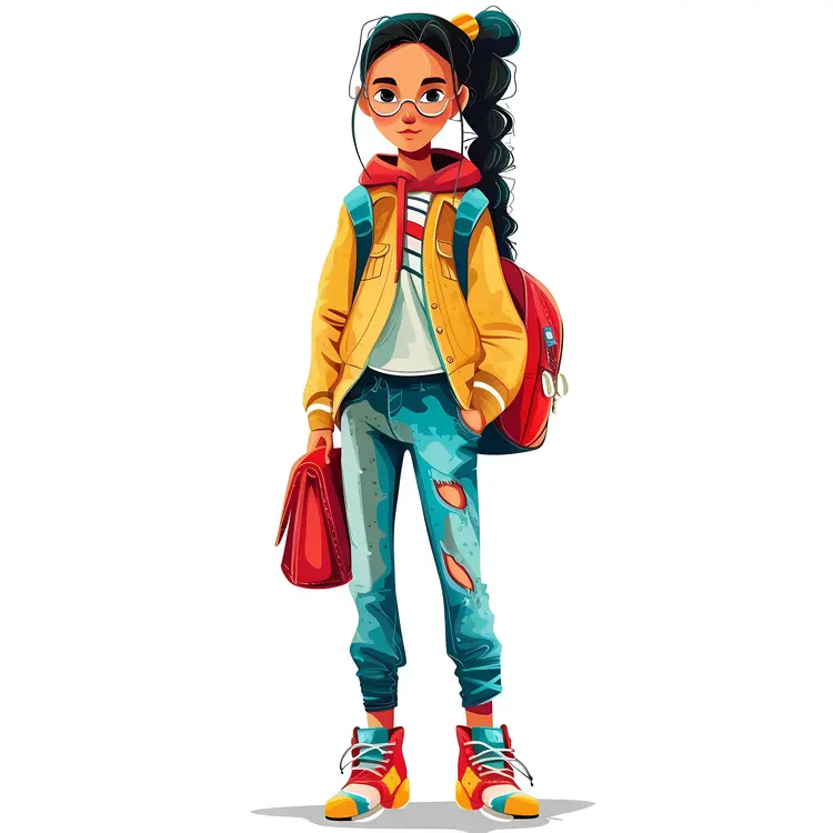 Cool Girl with Glasses and Backpack
