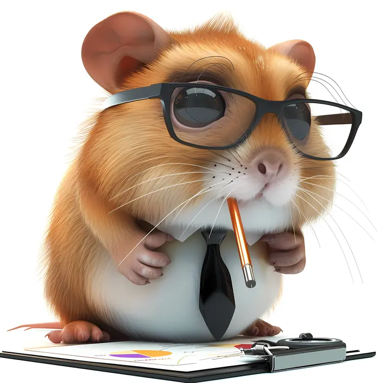 Cute Hamster with Glasses and Clipboard
