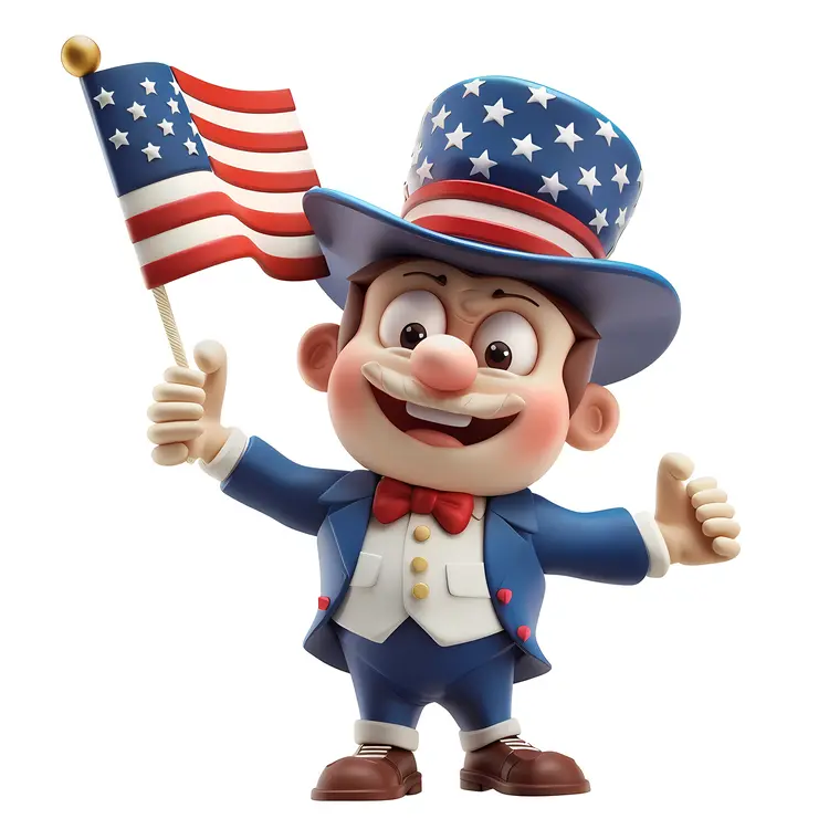 Uncle Sam Holding American Flag for Independence Day