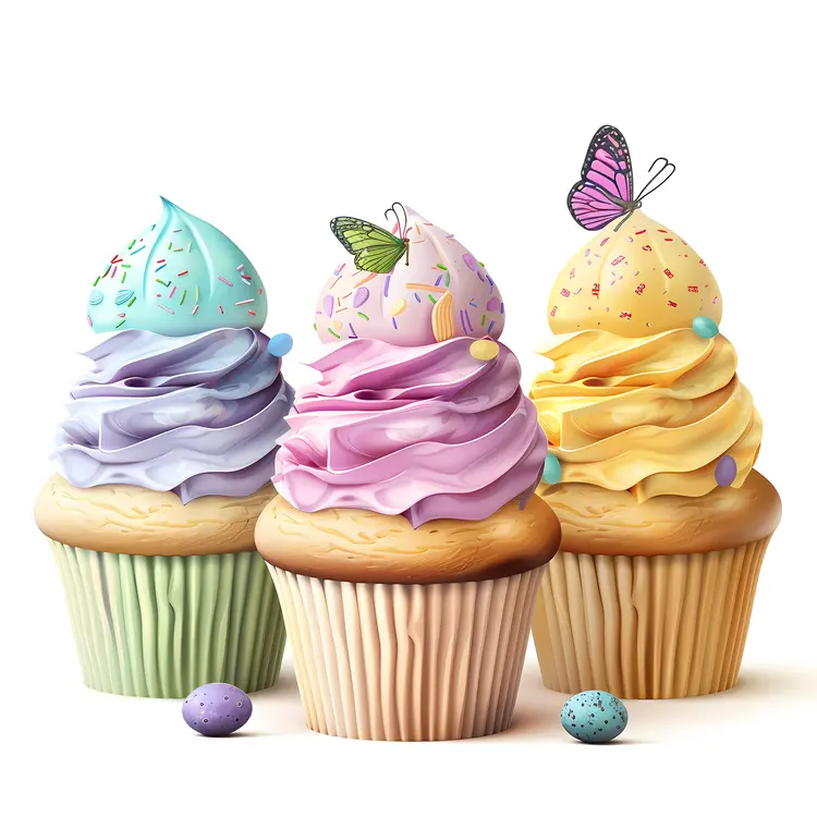 Colorful Cupcakes with Butterfly Decorations