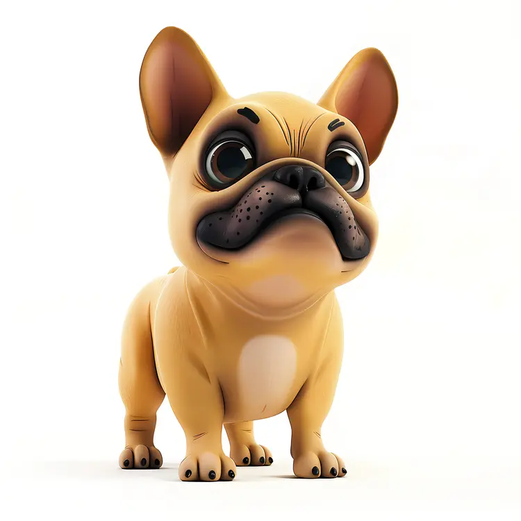 Cute Cartoon French Bulldog Puppy