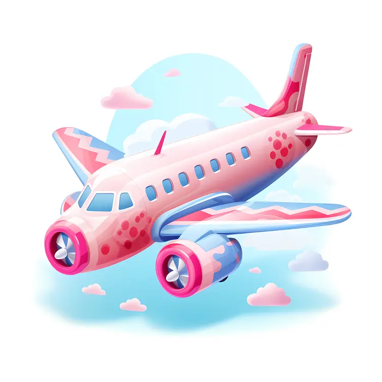 Cute Pink Cartoon Airplane