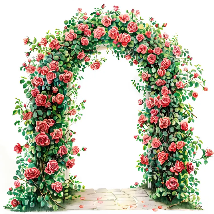 Lush Rose Archway in a Garden