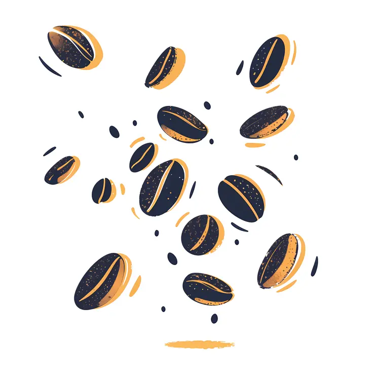 Black and Yellow Coffee Beans Illustration