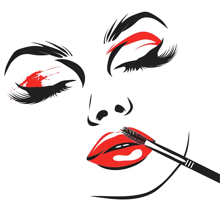 Artistic Woman's Face with Makeup Brush