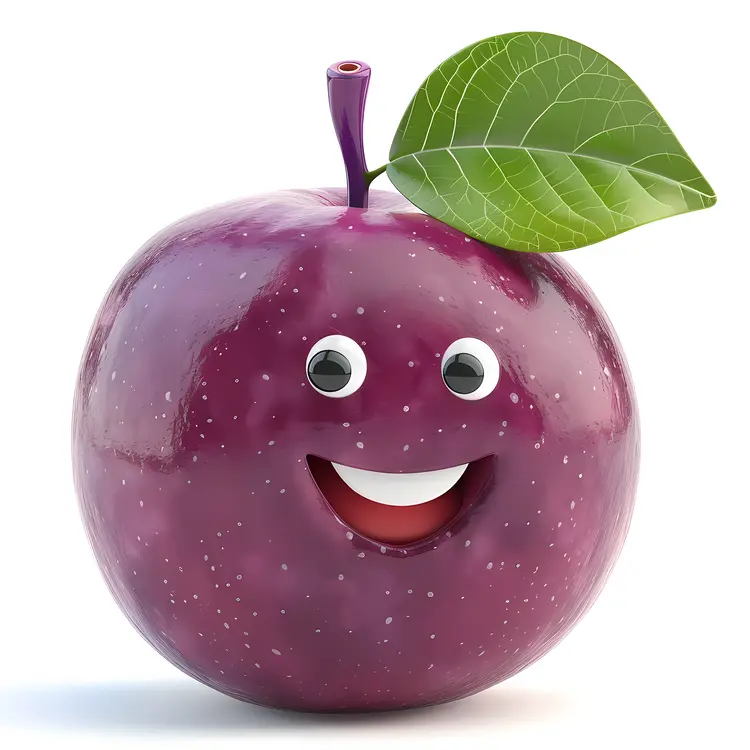 Smiling Plum with Leaf
