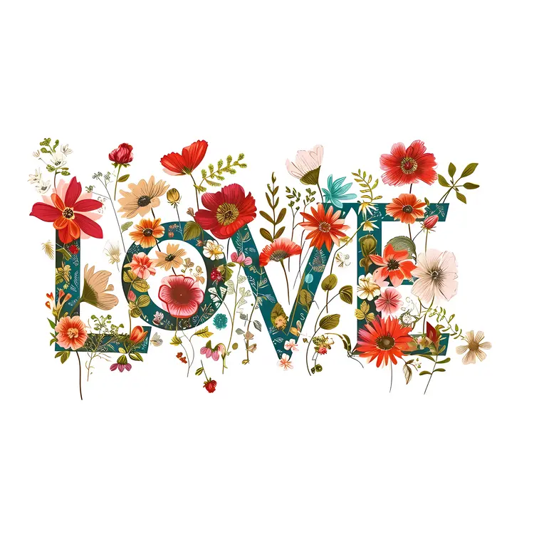 Floral Love Text Art