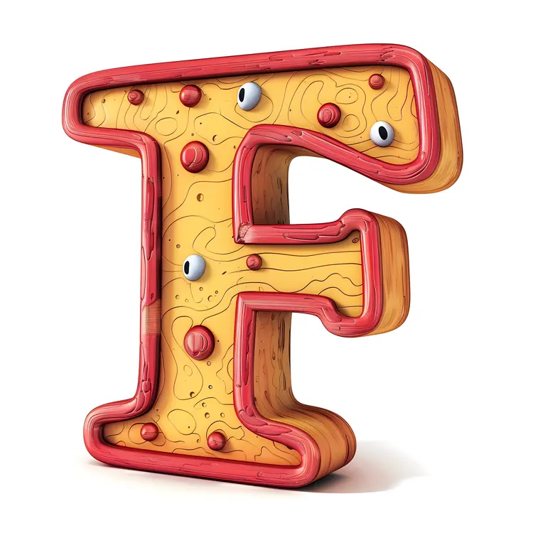 Decorative Yellow and Red Letter F