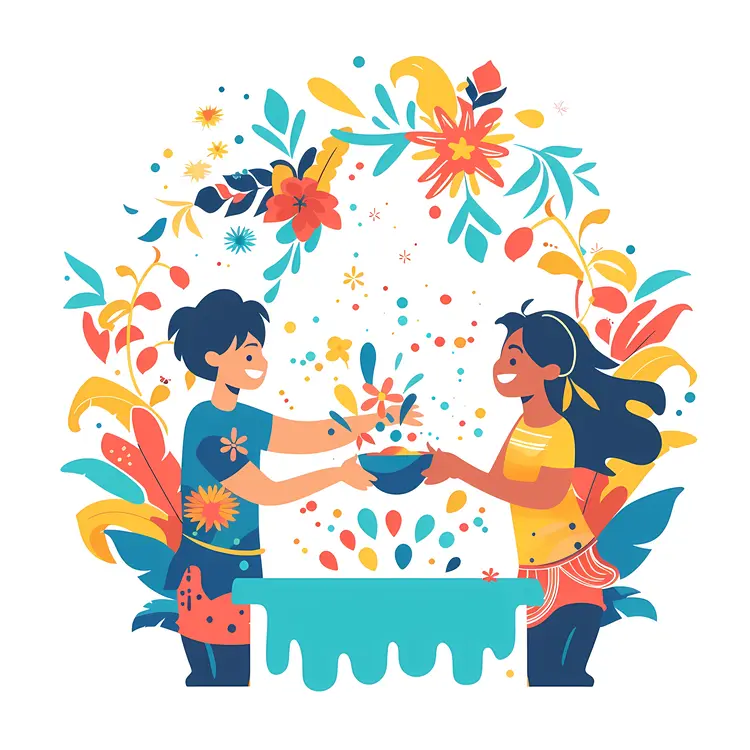Couple Celebrating with Water Bowl