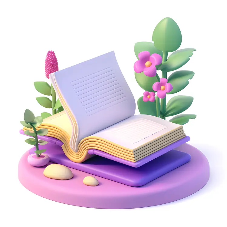 Open Book with Flowers
