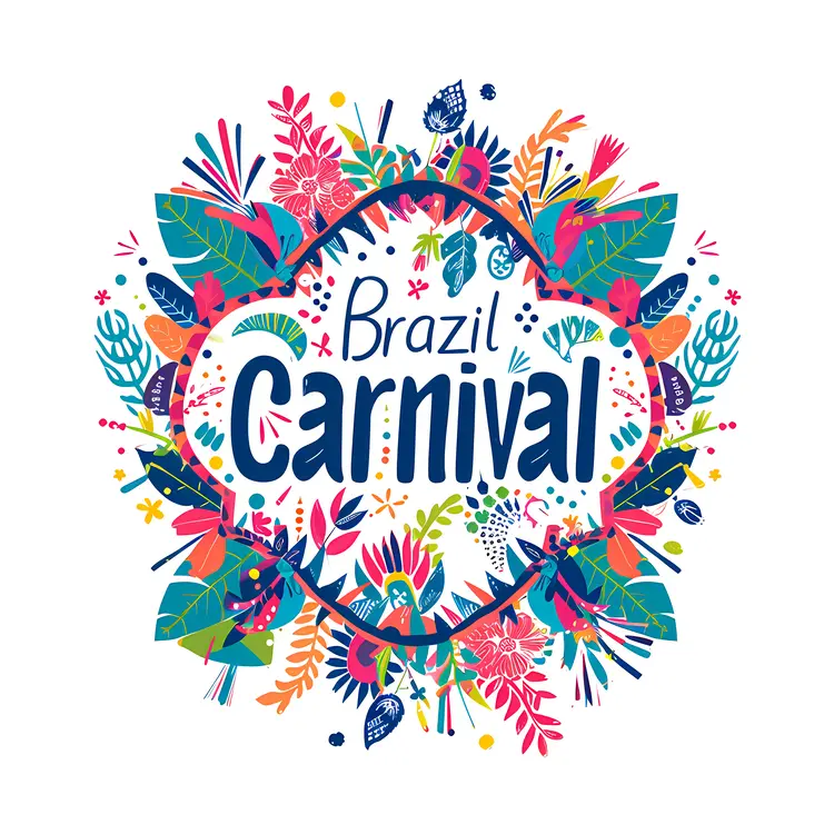 Brazil Carnival with Vibrant Tropical Leaves and Flowers