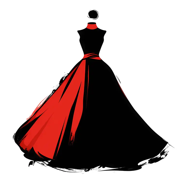 Elegant Red and Black Dress Illustration