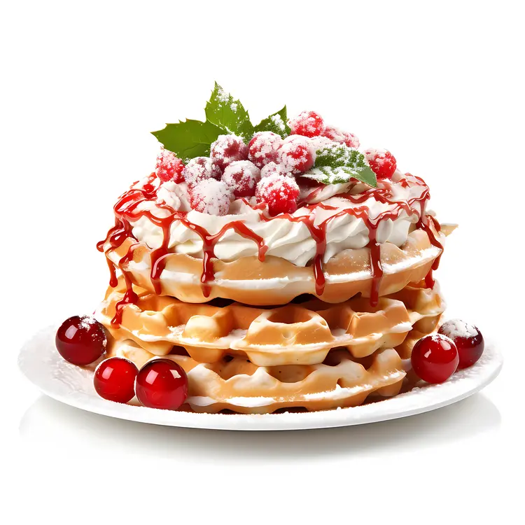 Waffles with Cream and Berries