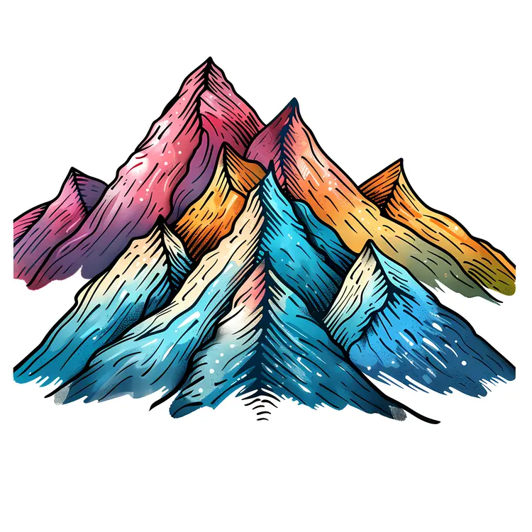 Colorful Mountain Peaks Illustration