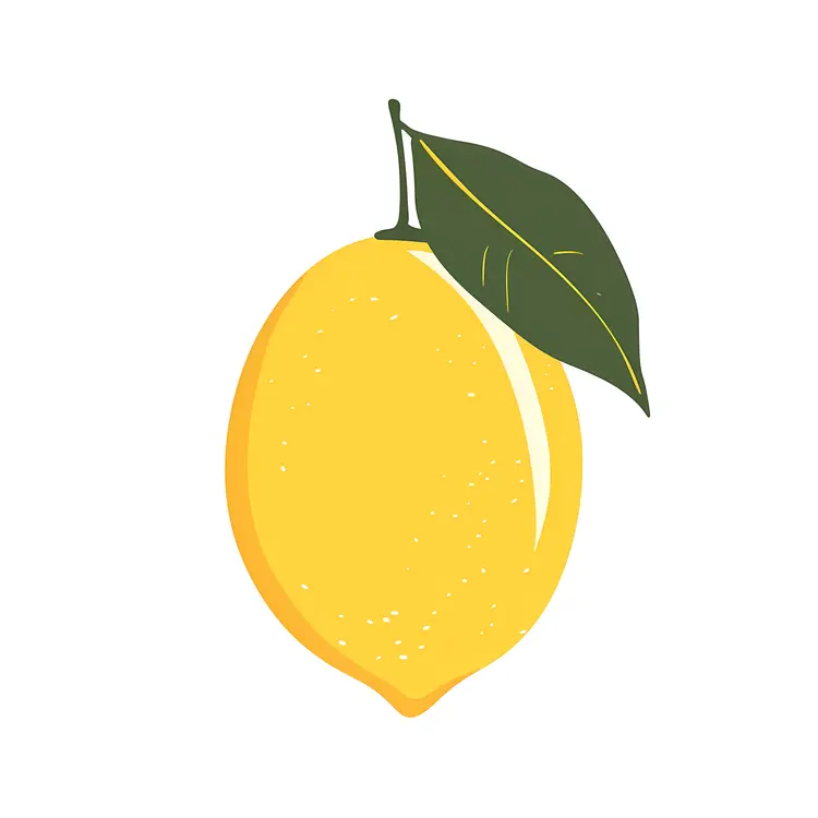 Illustration of Yellow Lemon with Leaves