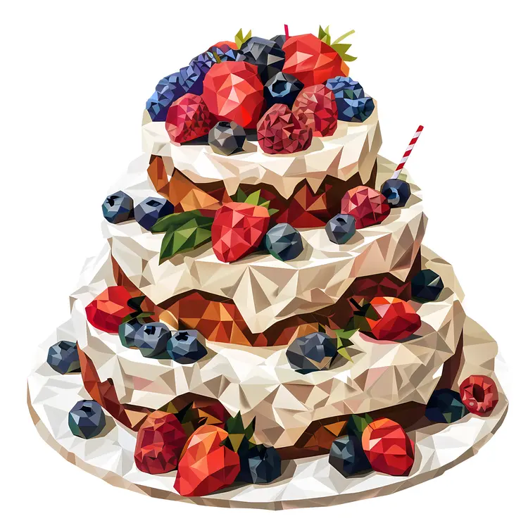 Colorful Fruit Cake with Berries