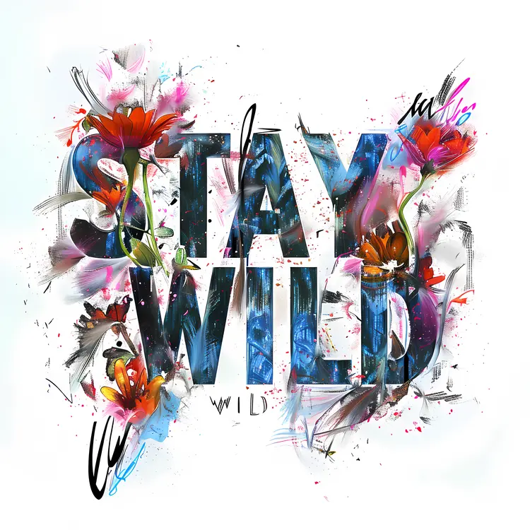 Stay Wild Floral Text Illustration