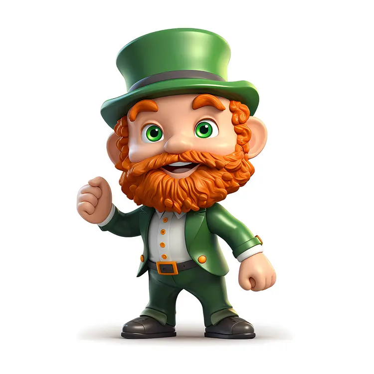Green Hat Character with Beard in Suit