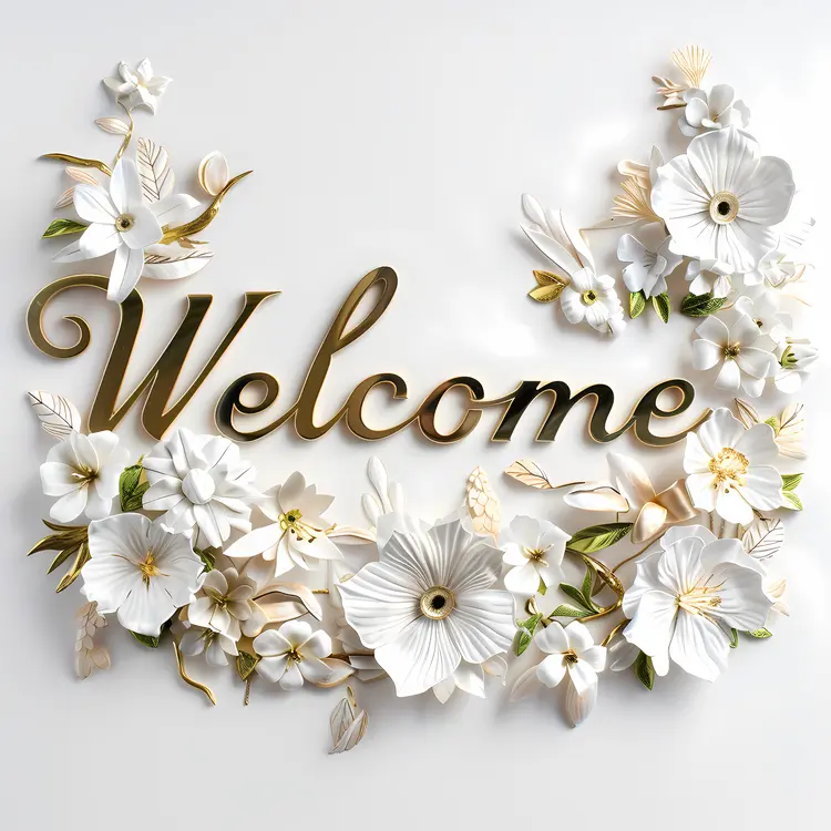 Floral Welcome Sign with White Flowers