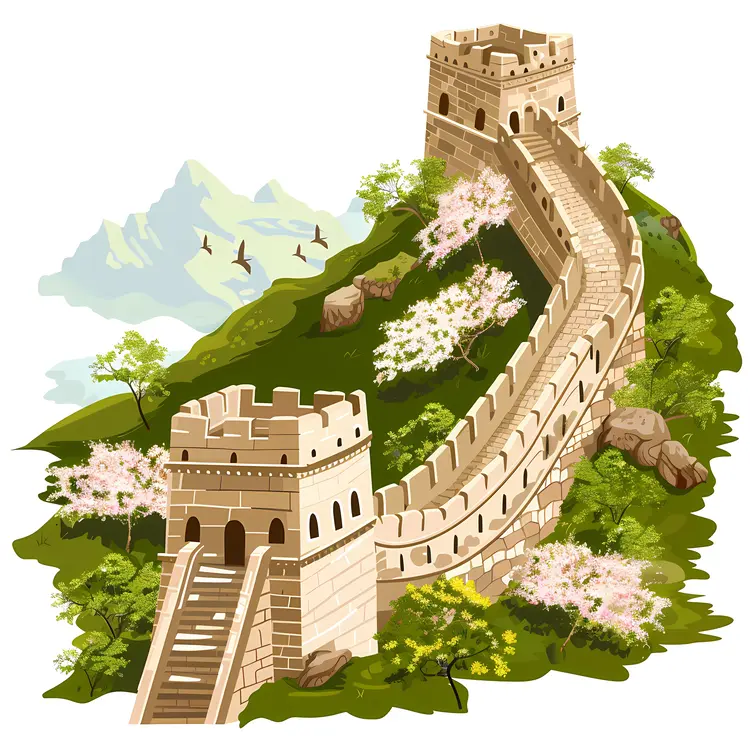 Great Wall of China in Spring