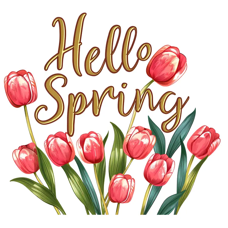 Hello Spring with Pink Tulips