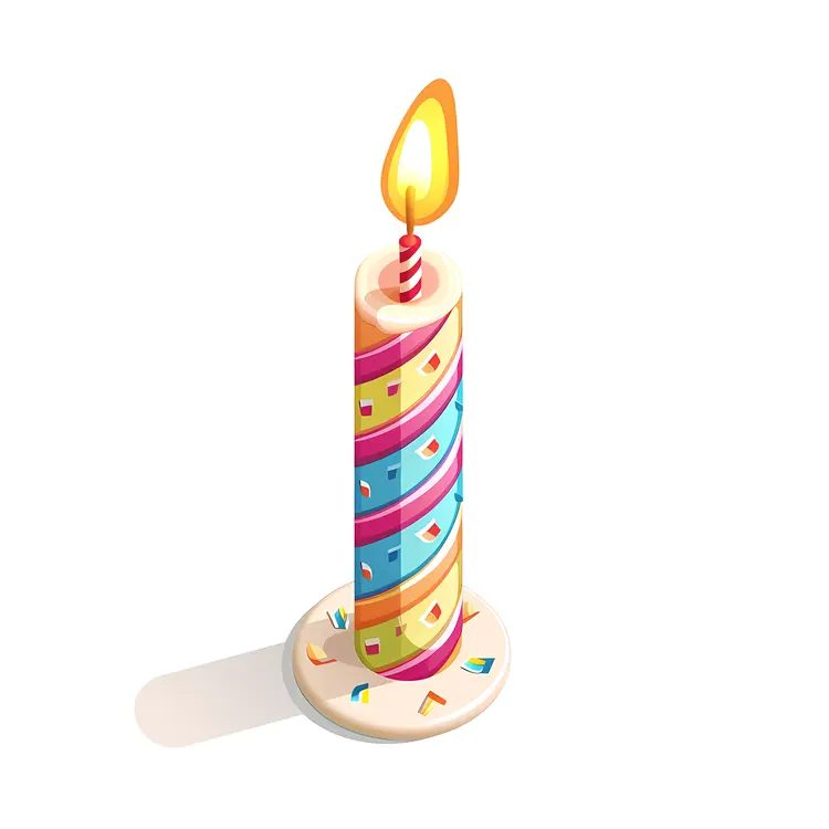 Tall Birthday Candle with Colorful Stripes